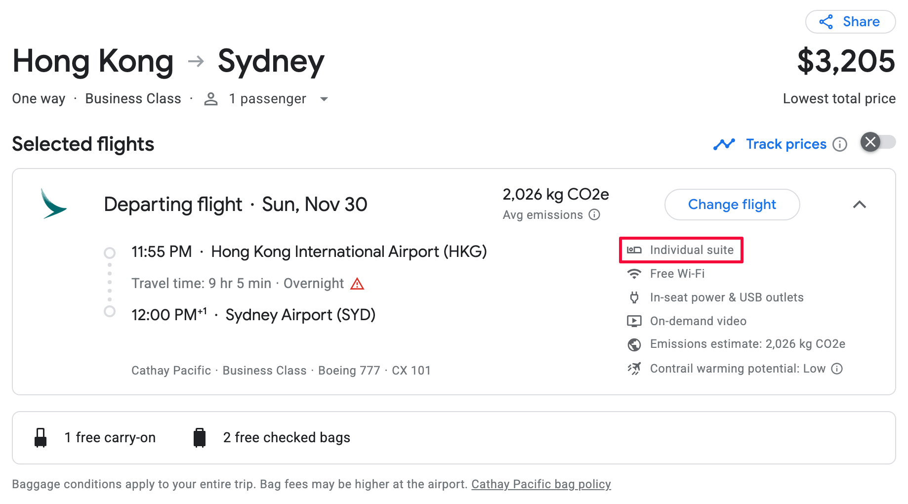 Cathay Pacific The Aria Suite