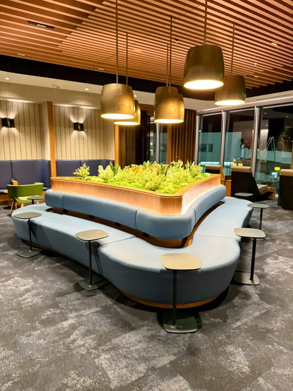 Alaska Airlines Lounge SFO Seating Large Triangle Couch